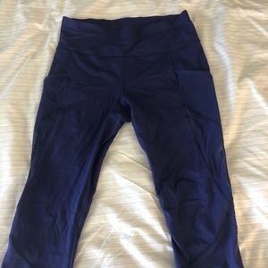 Purple Lululemon Cropped Leggings with Pockets